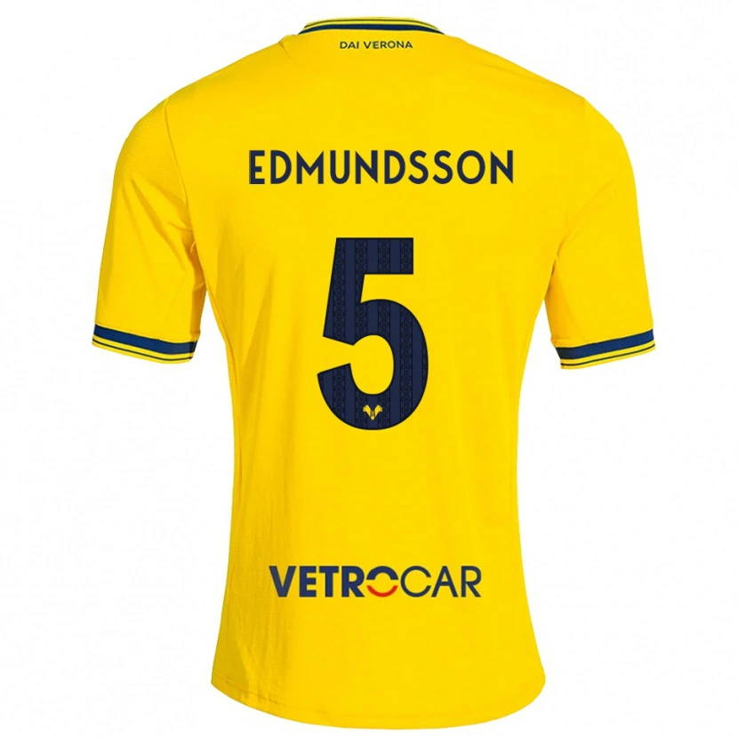 Danxen Uomo Maglia Andrias Edmundsson #5 Giallo Rosso Kit Gara Away 2026/27 Maglietta