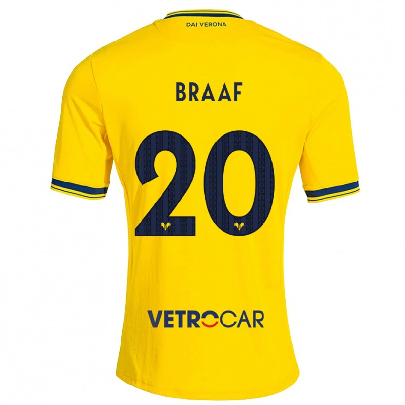 Danxen Uomo Maglia Jayden Braaf #20 Giallo Rosso Kit Gara Away 2026/27 Maglietta