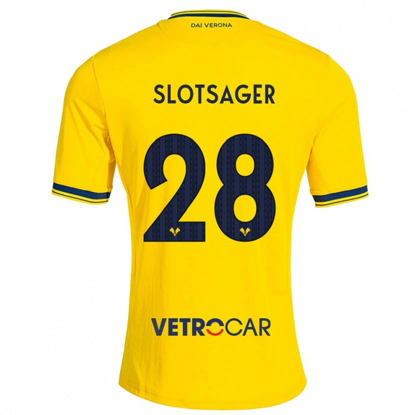 Danxen Uomo Maglia Tobias Slotsager #28 Giallo Rosso Kit Gara Away 2026/27 Maglietta