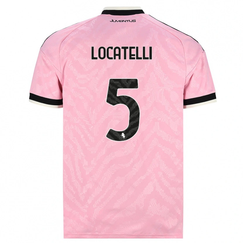 Danxen Uomo Maglia Manuel Locatelli #5 Rosa Nero Kit Gara Away 2026/27 Maglietta