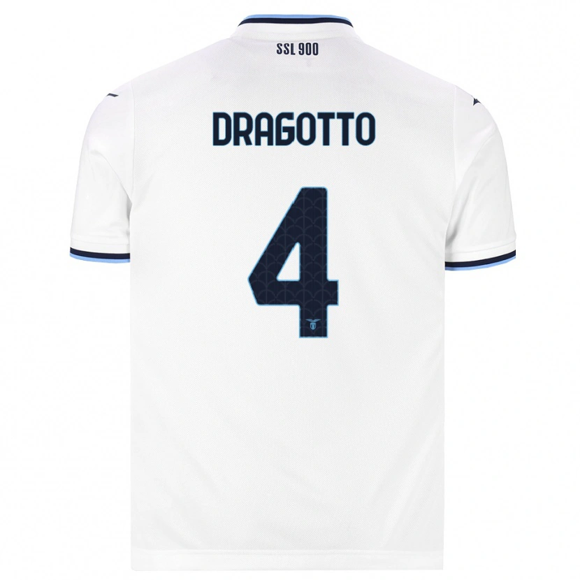 Danxen Uomo Maglia Tommaso Dragotto #4 Bianco Blu Navy Kit Gara Away 2026/27 Maglietta