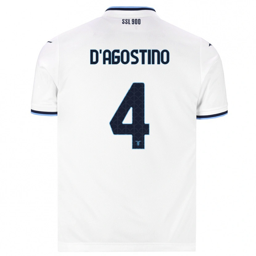 Danxen Uomo Maglia Giuseppe D'agostino #4 Bianco Blu Navy Kit Gara Away 2026/27 Maglietta
