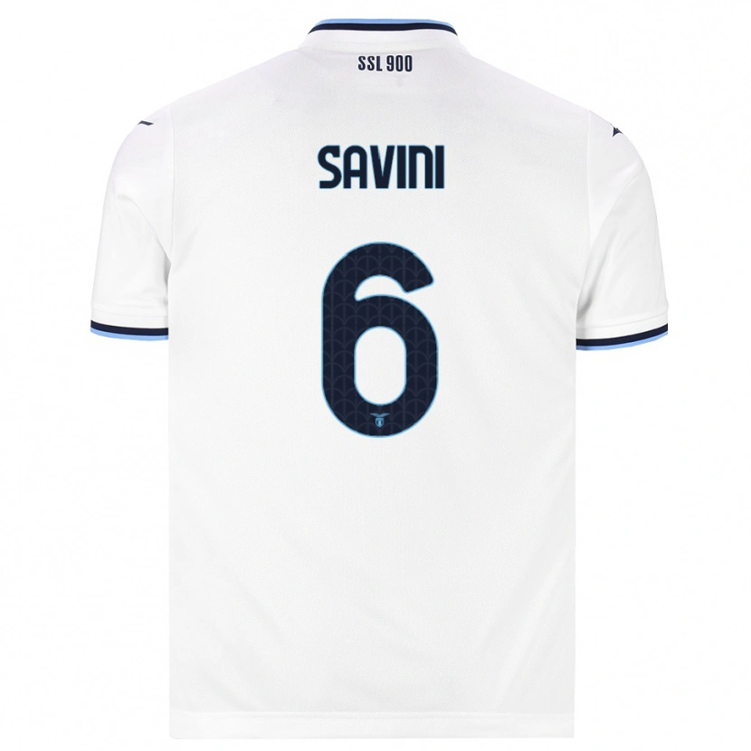 Danxen Uomo Maglia Federica Savini #6 Bianco Blu Navy Kit Gara Away 2026/27 Maglietta