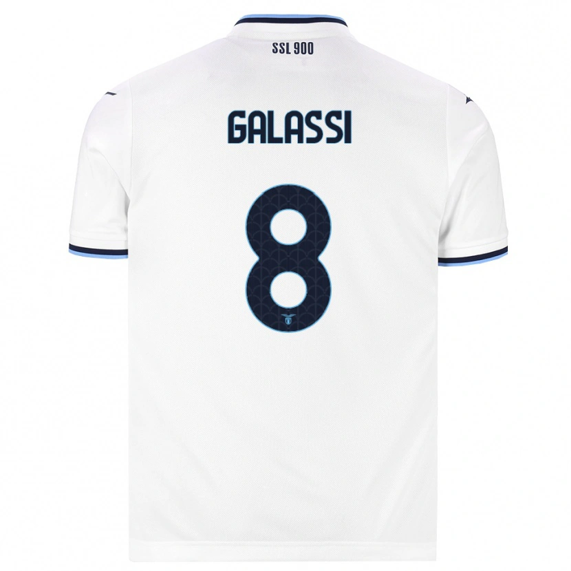 Danxen Uomo Maglia Bruno Galassi #8 Bianco Blu Navy Kit Gara Away 2026/27 Maglietta