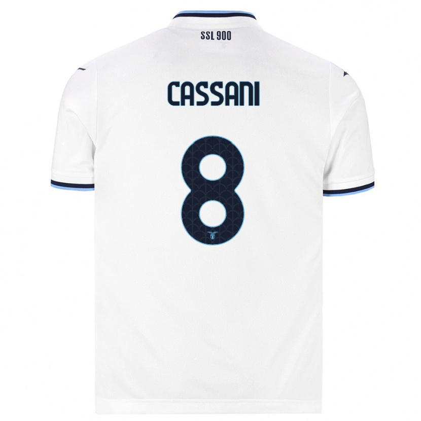 Danxen Uomo Maglia Matteo Cassani #8 Bianco Blu Navy Kit Gara Away 2026/27 Maglietta