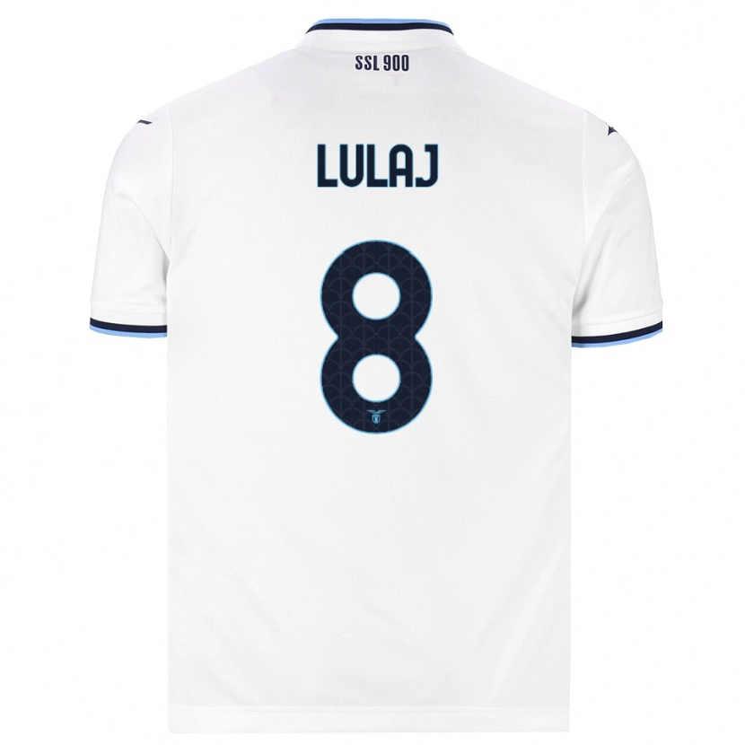 Danxen Uomo Maglia Daniele Lulaj #8 Bianco Blu Navy Kit Gara Away 2026/27 Maglietta