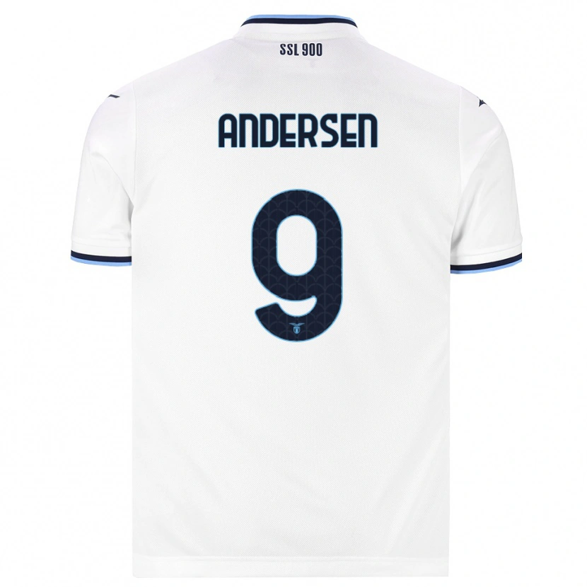 Danxen Uomo Maglia Signe Holt Andersen #9 Bianco Blu Navy Kit Gara Away 2026/27 Maglietta