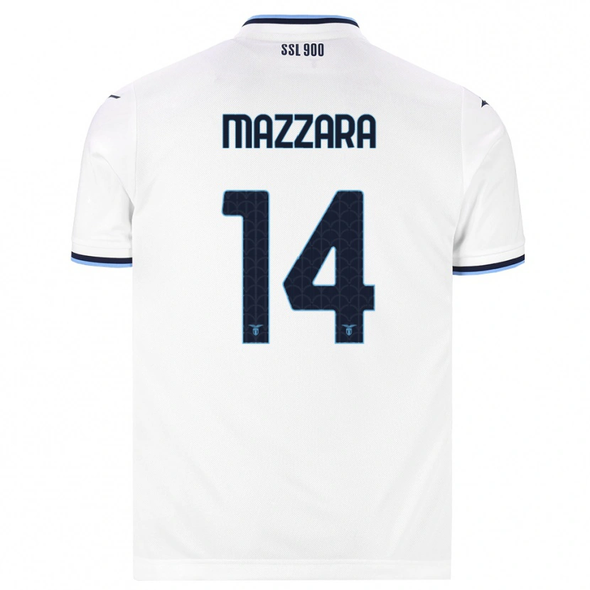 Danxen Uomo Maglia Matteo Mazzara #14 Bianco Blu Navy Kit Gara Away 2026/27 Maglietta