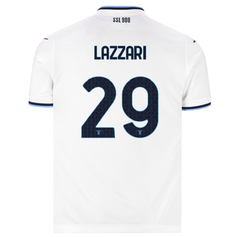 Danxen Uomo Maglia Manuel Lazzari #29 Bianco Blu Navy Kit Gara Away 2026/27 Maglietta
