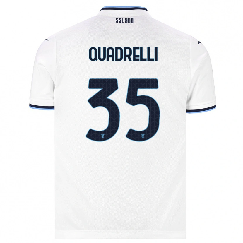 Danxen Uomo Maglia Leonardo Quadrelli #35 Bianco Blu Navy Kit Gara Away 2026/27 Maglietta