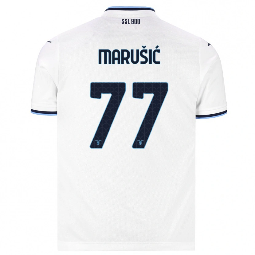 Danxen Uomo Maglia Adam Marusic #77 Bianco Blu Navy Kit Gara Away 2026/27 Maglietta