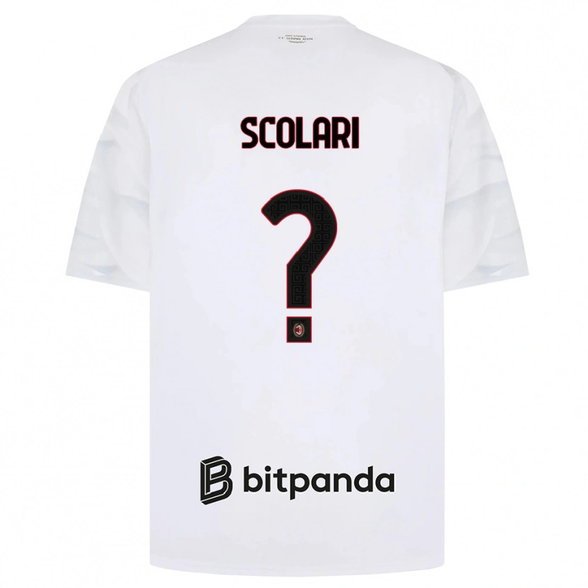 Danxen Uomo Maglia Davide Scolari #0 Bianco Rosso Nero Kit Gara Away 2026/27 Maglietta