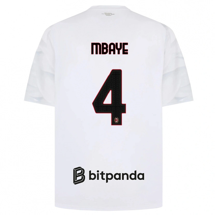 Danxen Uomo Maglia Astin Mbaye #4 Bianco Rosso Nero Kit Gara Away 2026/27 Maglietta