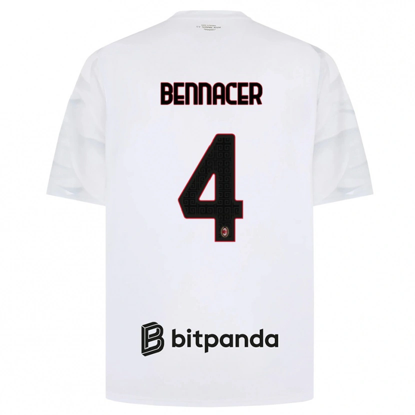 Danxen Uomo Maglia Ismael Bennacer #4 Bianco Rosso Nero Kit Gara Away 2026/27 Maglietta