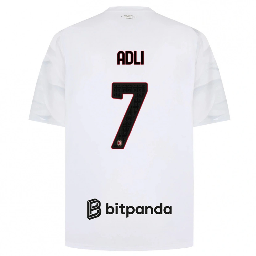 Danxen Uomo Maglia Yacine Adli #7 Bianco Rosso Nero Kit Gara Away 2026/27 Maglietta