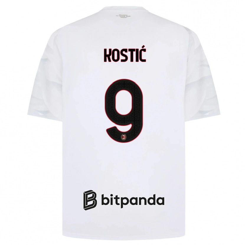 Danxen Uomo Maglia Andrej Kostić #9 Bianco Rosso Nero Kit Gara Away 2026/27 Maglietta