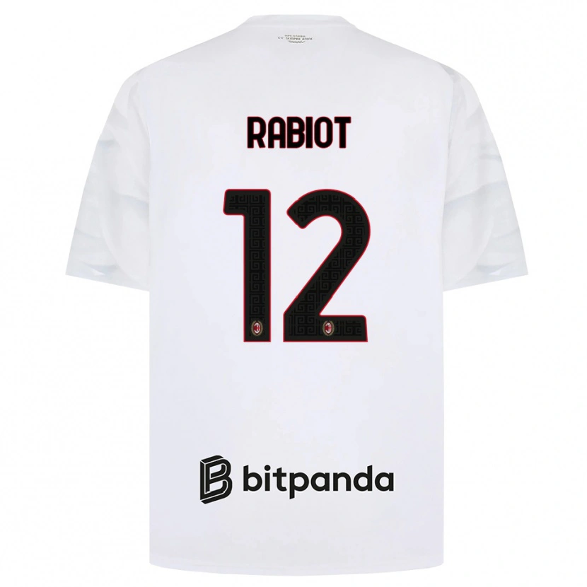 Danxen Uomo Maglia Adrien Rabiot #12 Bianco Rosso Nero Kit Gara Away 2026/27 Maglietta