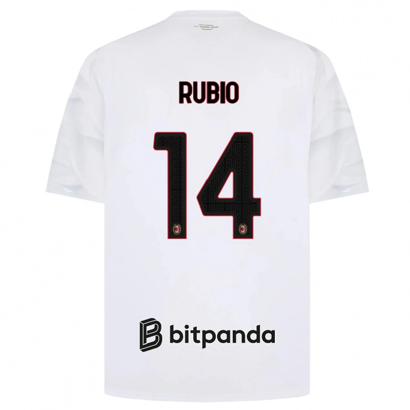 Danxen Uomo Maglia Silvia Rubio #14 Bianco Rosso Nero Kit Gara Away 2026/27 Maglietta