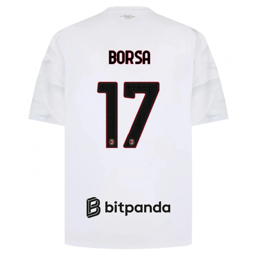 Danxen Uomo Maglia Gabriele Borsa #17 Bianco Rosso Nero Kit Gara Away 2026/27 Maglietta