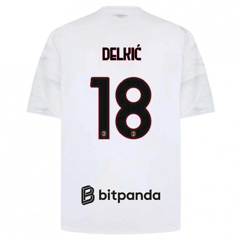 Danxen Uomo Maglia Dino Delkić #18 Bianco Rosso Nero Kit Gara Away 2026/27 Maglietta