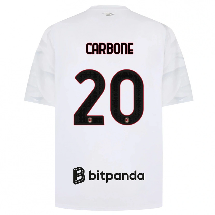Danxen Uomo Maglia Emanuele Carbone #20 Bianco Rosso Nero Kit Gara Away 2026/27 Maglietta