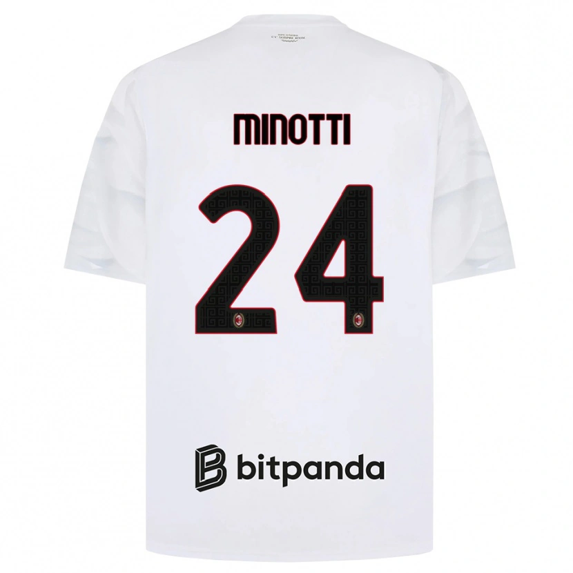 Danxen Uomo Maglia Gabriele Minotti #24 Bianco Rosso Nero Kit Gara Away 2026/27 Maglietta
