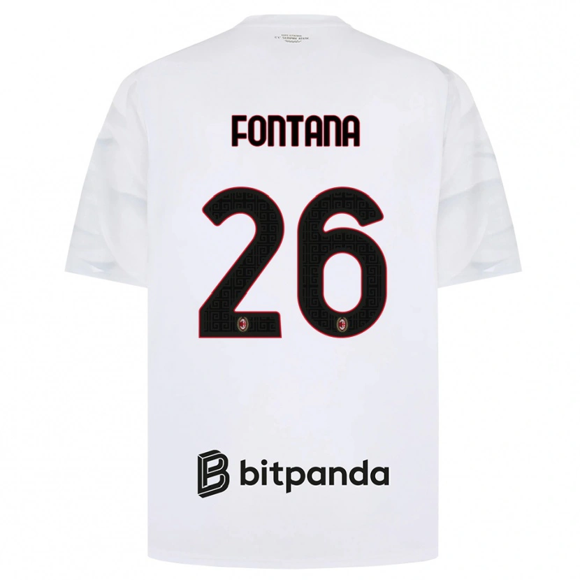 Danxen Uomo Maglia Francesco Fontana #26 Bianco Rosso Nero Kit Gara Away 2026/27 Maglietta