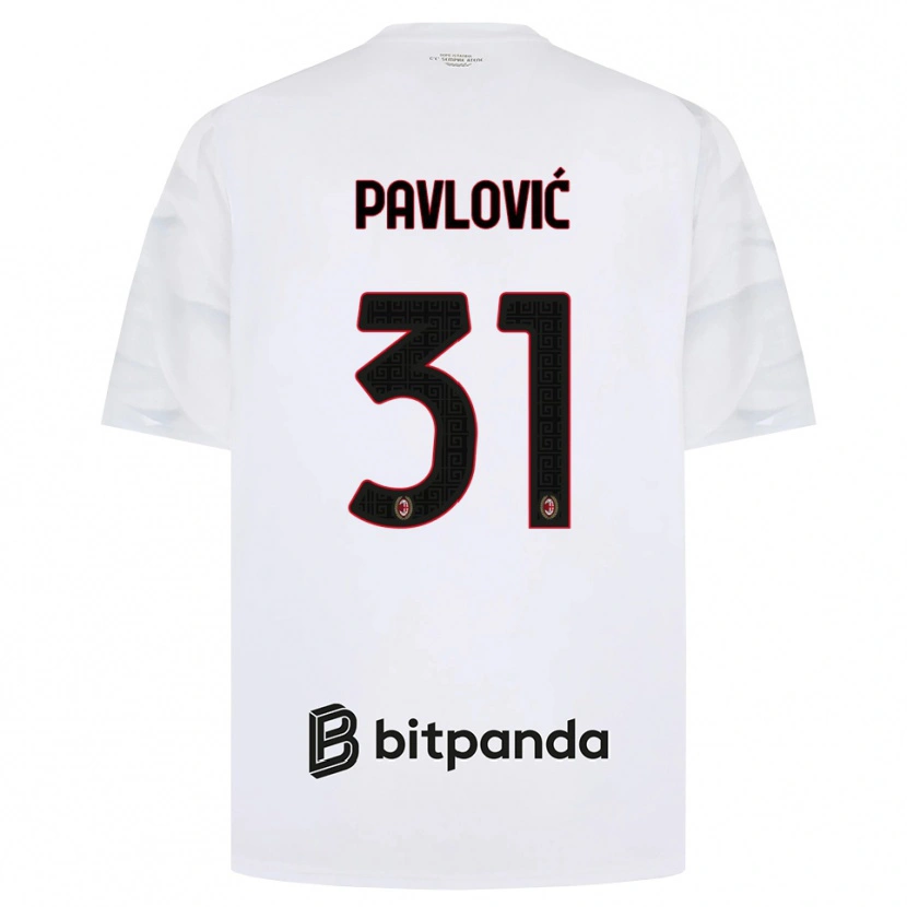 Danxen Uomo Maglia Strahinja Pavlović #31 Bianco Rosso Nero Kit Gara Away 2026/27 Maglietta
