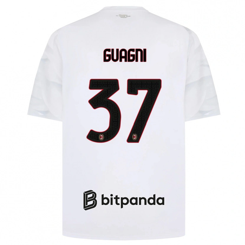 Danxen Uomo Maglia Alia Guagni #37 Bianco Rosso Nero Kit Gara Away 2026/27 Maglietta