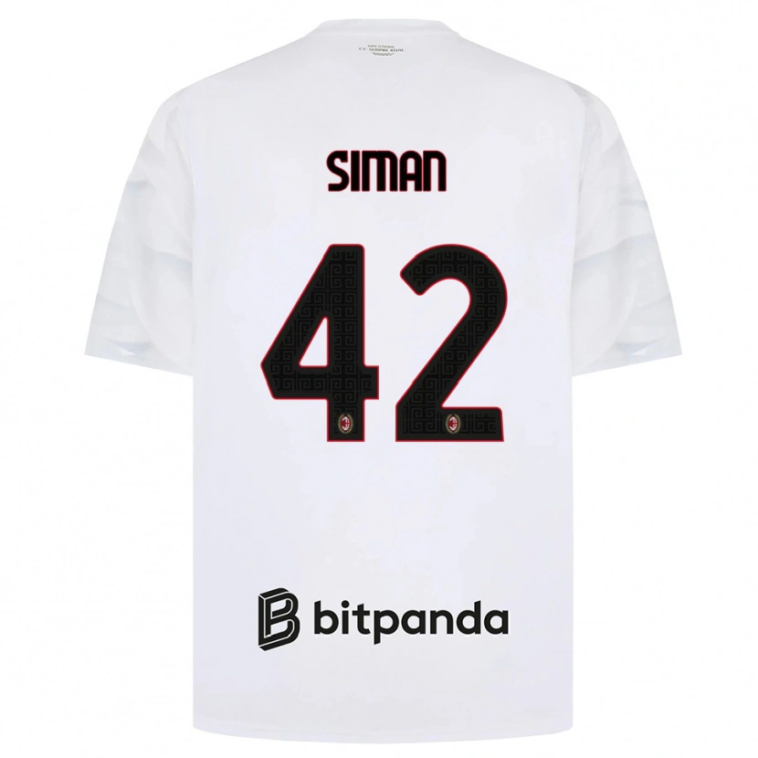 Danxen Uomo Maglia Alexandru Șiman #42 Bianco Rosso Nero Kit Gara Away 2026/27 Maglietta