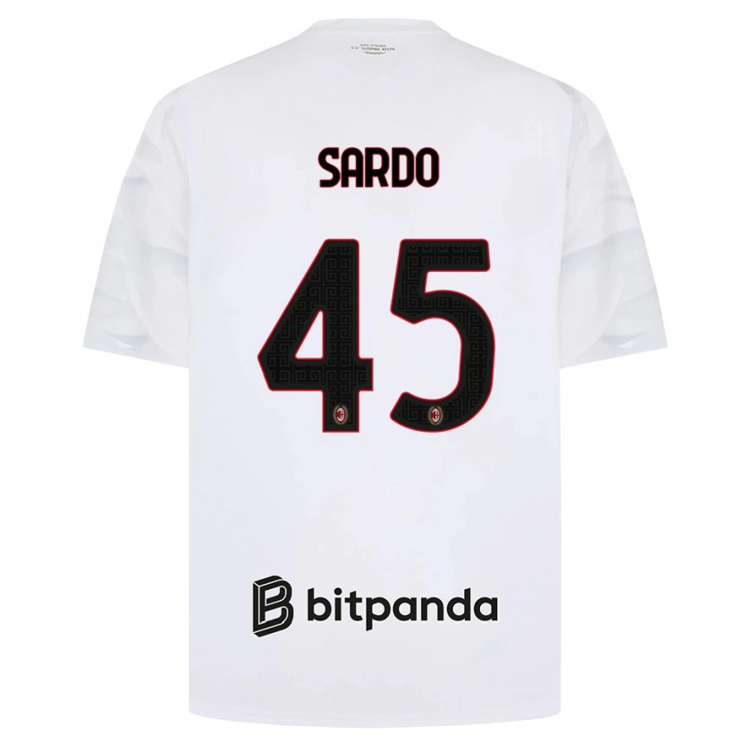 Danxen Uomo Maglia Jacopo Sardo #45 Bianco Rosso Nero Kit Gara Away 2026/27 Maglietta