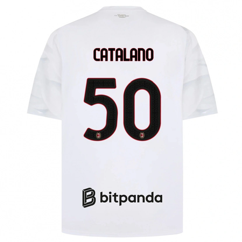 Danxen Uomo Maglia Alessio Catalano #50 Bianco Rosso Nero Kit Gara Away 2026/27 Maglietta