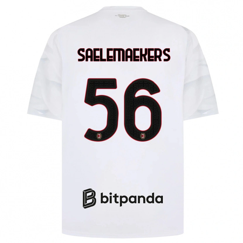 Danxen Uomo Maglia Alexis Saelemaekers #56 Bianco Rosso Nero Kit Gara Away 2026/27 Maglietta