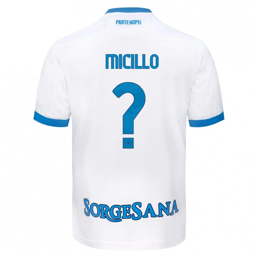 Danxen Uomo Maglia Salvatore Micillo #0 Bianco Azzurro Kit Gara Away 2026/27 Maglietta