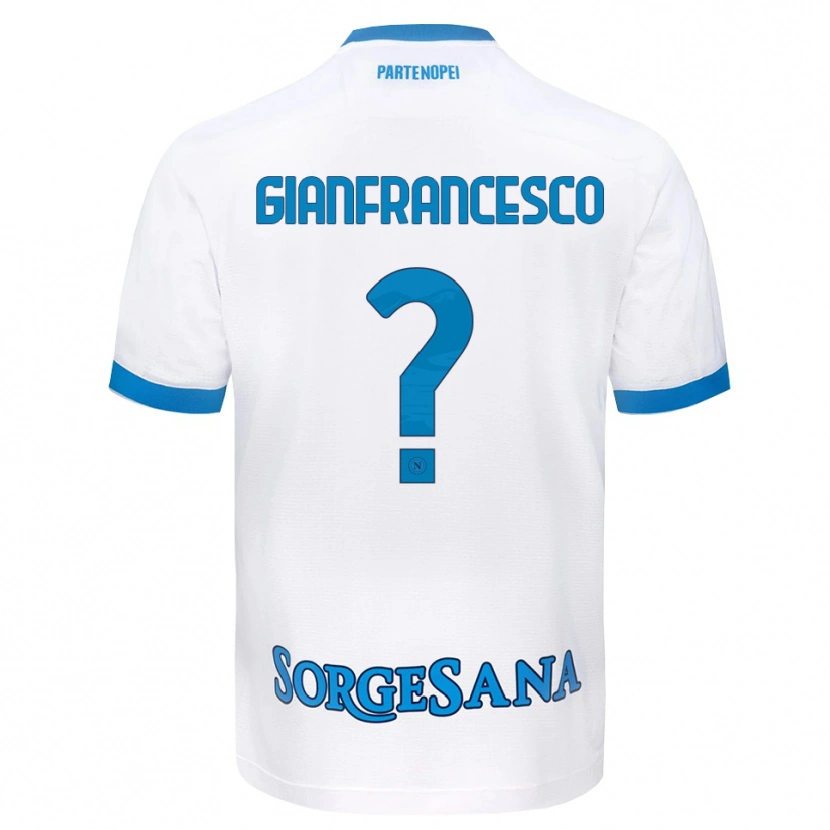 Danxen Uomo Maglia Sergio Gianfrancesco #0 Bianco Azzurro Kit Gara Away 2026/27 Maglietta