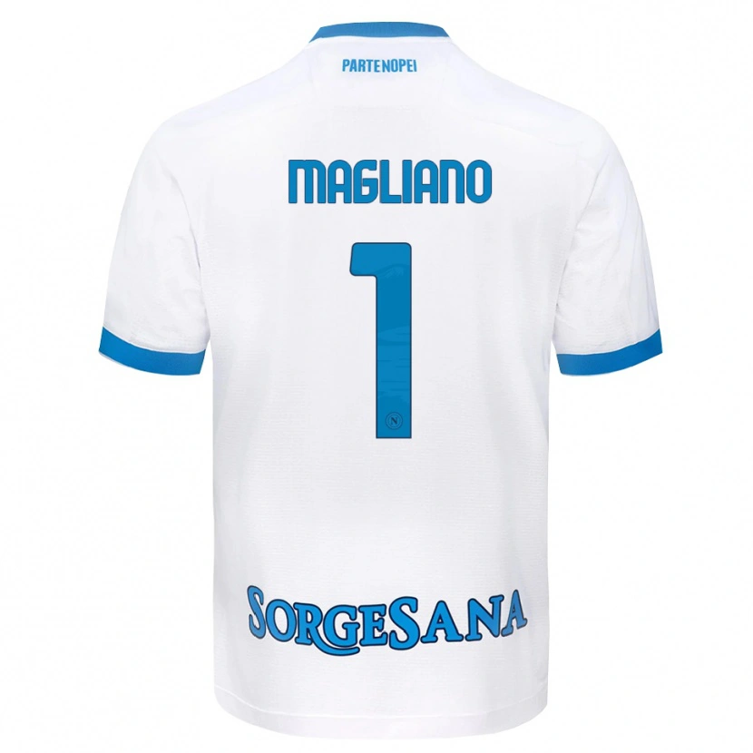 Danxen Uomo Maglia Mattia Magliano #1 Bianco Azzurro Kit Gara Away 2026/27 Maglietta