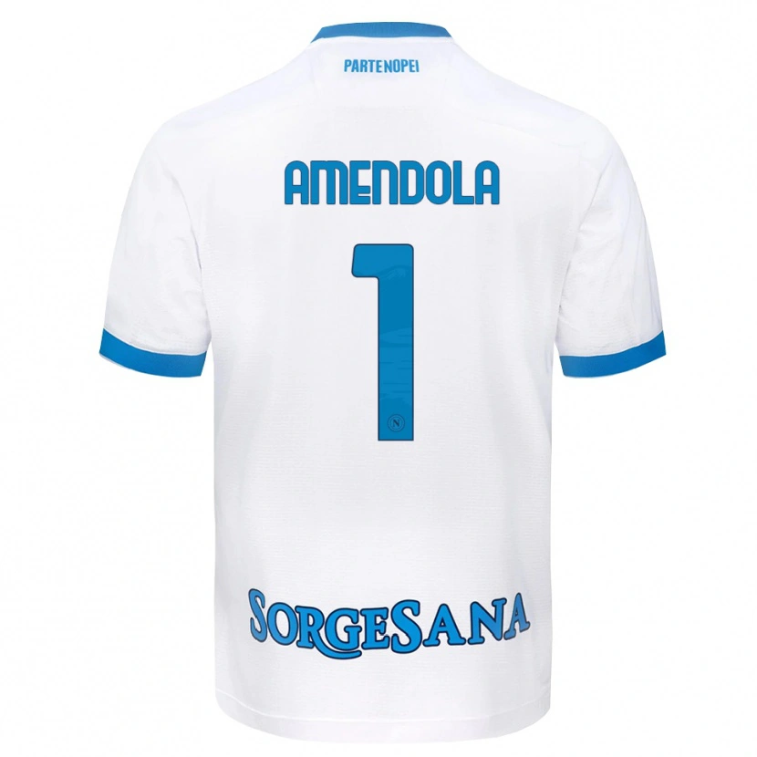 Danxen Uomo Maglia Antonio Amendola #1 Bianco Azzurro Kit Gara Away 2026/27 Maglietta