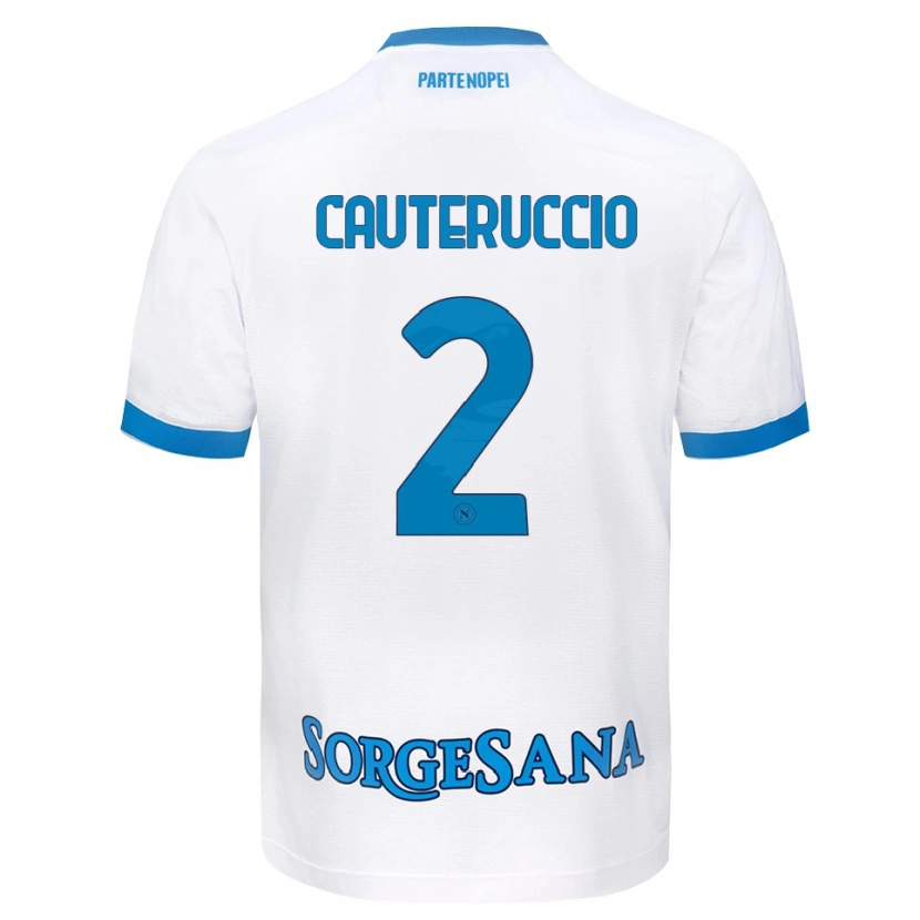 Danxen Uomo Maglia Walter Cauteruccio #2 Bianco Azzurro Kit Gara Away 2026/27 Maglietta