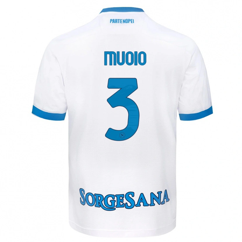 Danxen Uomo Maglia Gabriele Muoio #3 Bianco Azzurro Kit Gara Away 2026/27 Maglietta