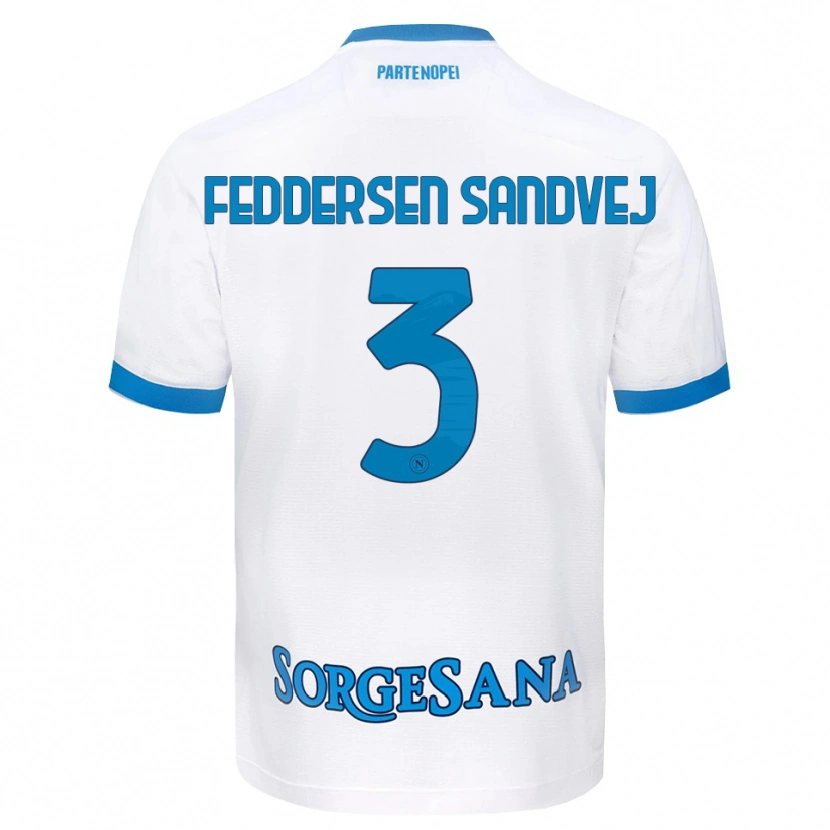 Danxen Uomo Maglia Cecilie Feddersen Sandvej #3 Bianco Azzurro Kit Gara Away 2026/27 Maglietta