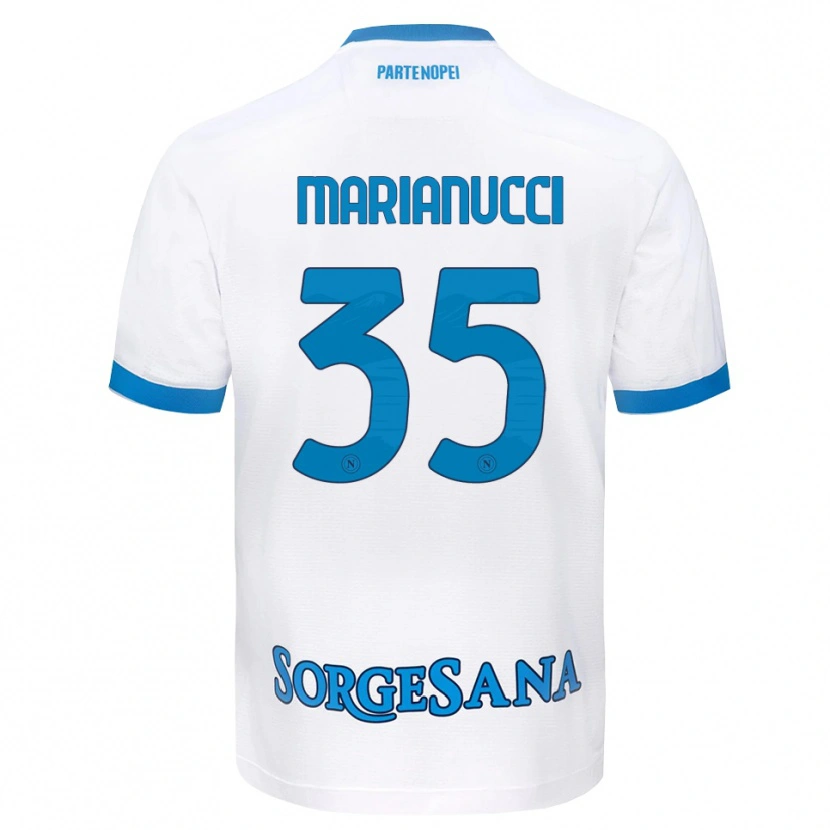 Danxen Uomo Maglia Luca Marianucci #35 Bianco Azzurro Kit Gara Away 2026/27 Maglietta