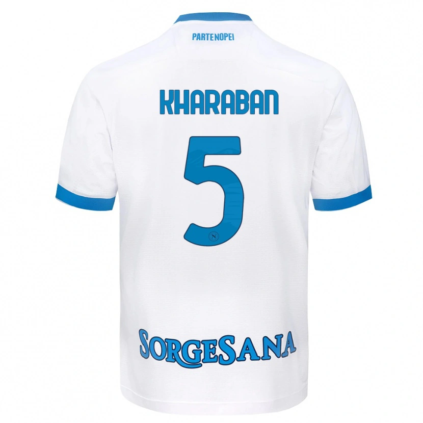 Danxen Uomo Maglia Vitaliy Kharaban #5 Bianco Azzurro Kit Gara Away 2026/27 Maglietta