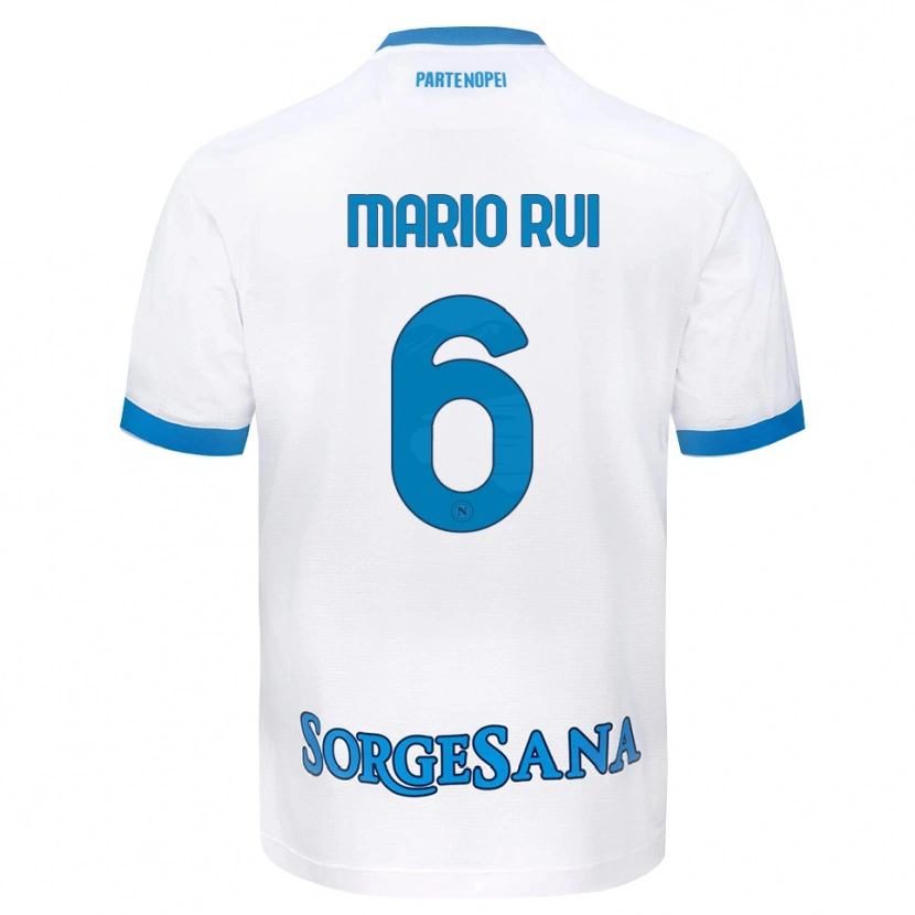 Danxen Uomo Maglia Mario Rui #6 Bianco Azzurro Kit Gara Away 2026/27 Maglietta