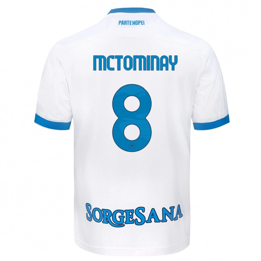 Danxen Uomo Maglia Scott Mctominay #8 Bianco Azzurro Kit Gara Away 2026/27 Maglietta