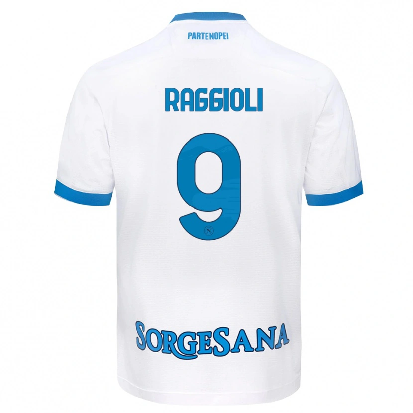Danxen Uomo Maglia Christian Raggioli #9 Bianco Azzurro Kit Gara Away 2026/27 Maglietta