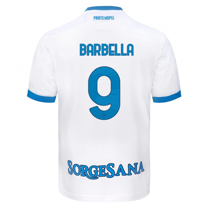 Danxen Uomo Maglia Michele Barbella #9 Bianco Azzurro Kit Gara Away 2026/27 Maglietta