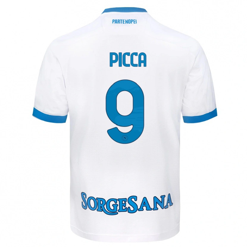 Danxen Uomo Maglia Luigi Picca #9 Bianco Azzurro Kit Gara Away 2026/27 Maglietta