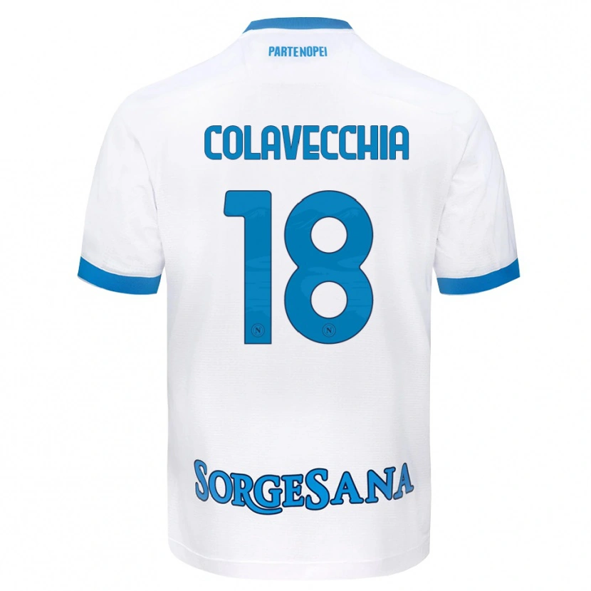 Danxen Uomo Maglia Pasquale Colavecchia #18 Bianco Azzurro Kit Gara Away 2026/27 Maglietta