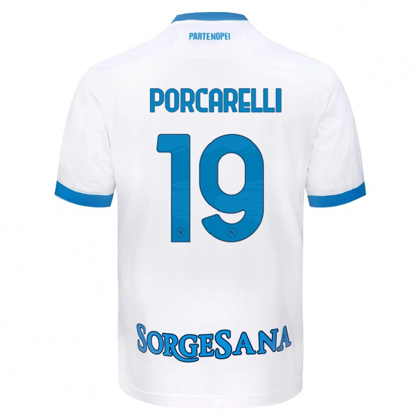 Danxen Uomo Maglia Maddelena Porcarelli #19 Bianco Azzurro Kit Gara Away 2026/27 Maglietta