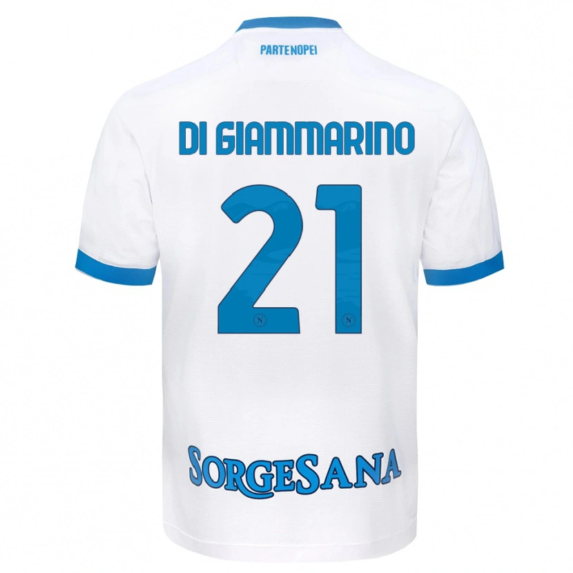 Danxen Uomo Maglia Virginia Di Giammarino #21 Bianco Azzurro Kit Gara Away 2026/27 Maglietta